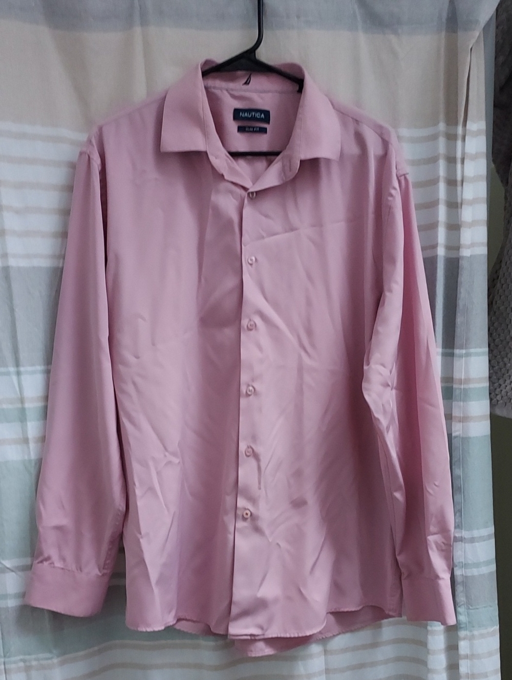 Nautica Men's Long-Sleeve Dress Shirt in Light Pink